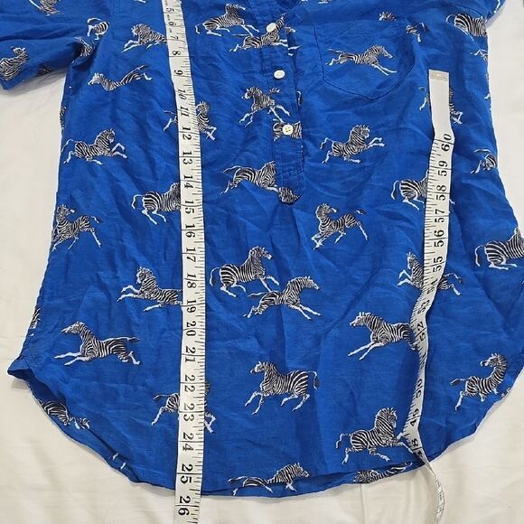 J. Crew Blue Long Sleeve Notched Collar Button Down Shirt 00 - Picture 5 of 7